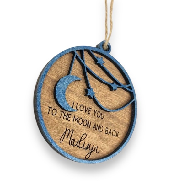 Custom Engraved Ornament I Love You To The Moon And Back - Picture 3 of 5